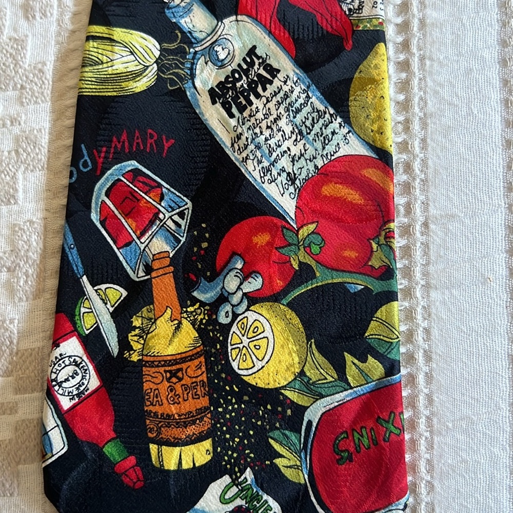 Bloody Mary Themed Necktie - Absolut Vodka Graphic - Nicole Miller
